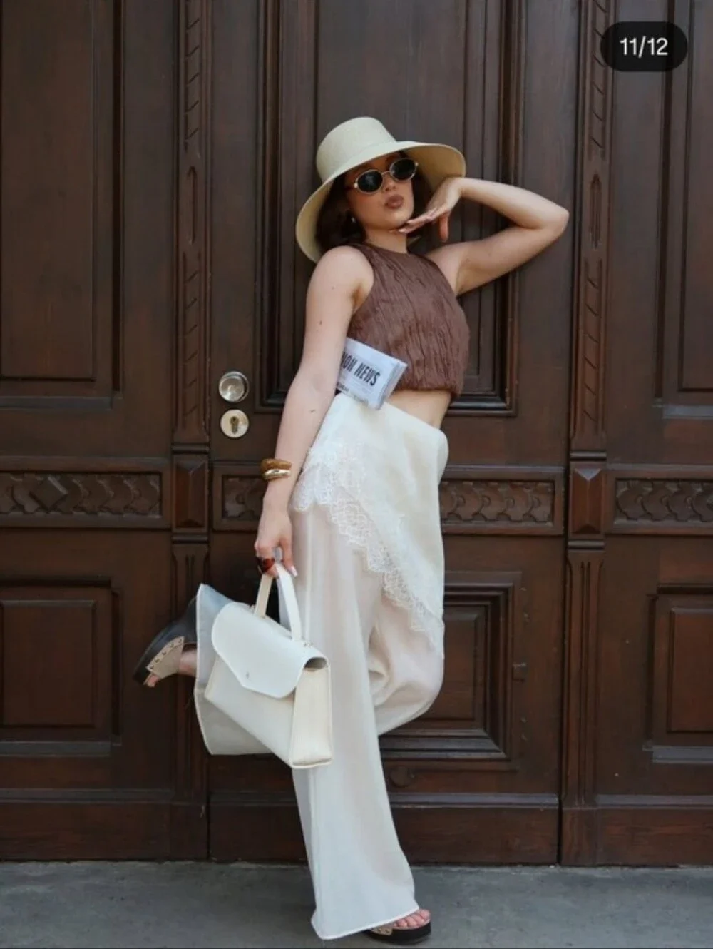 Zara Wide Leg Pareo Pants With Lace Size L